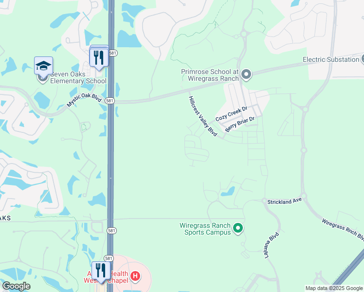 map of restaurants, bars, coffee shops, grocery stores, and more near 28397 Pleasant Bay Loop in Zephyrhills