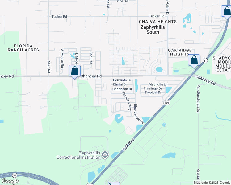 map of restaurants, bars, coffee shops, grocery stores, and more near 37529 Tradewind Drive in Zephyrhills