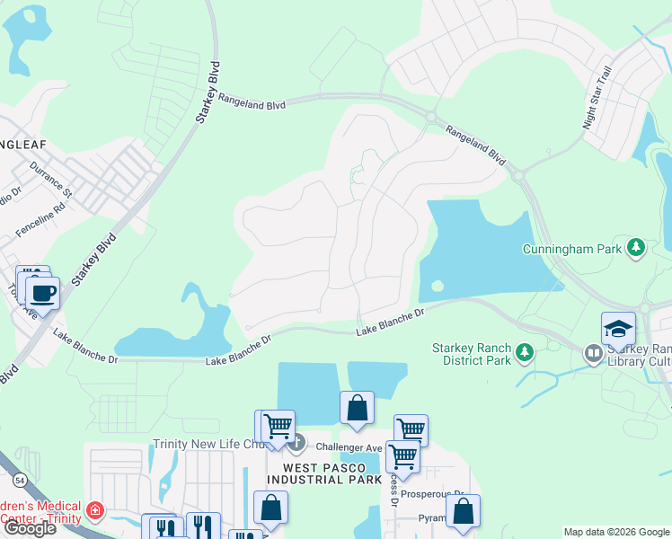 map of restaurants, bars, coffee shops, grocery stores, and more near 11119 Callisia Drive in Odessa