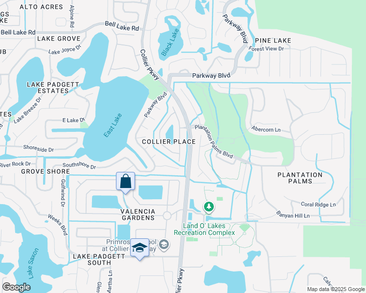 map of restaurants, bars, coffee shops, grocery stores, and more near 3350 Pendleton Way in Land O' Lakes