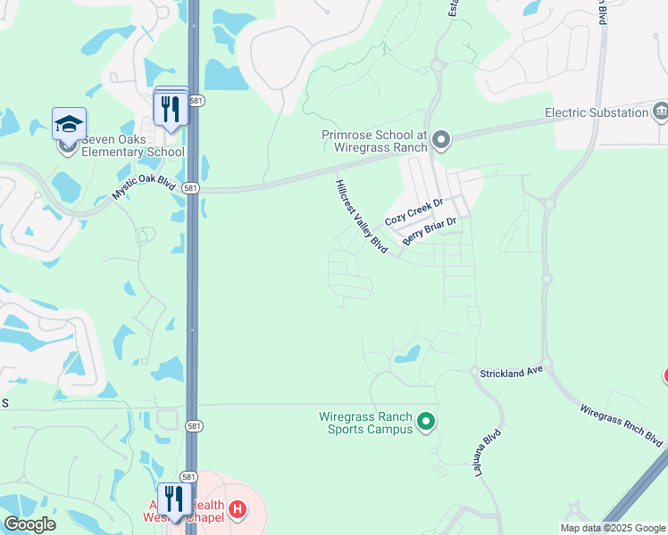map of restaurants, bars, coffee shops, grocery stores, and more near 28397 Pleasant Bay Loop in Zephyrhills