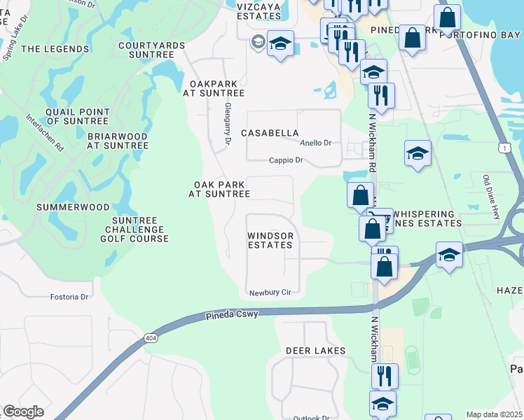 map of restaurants, bars, coffee shops, grocery stores, and more near 5959 Newbury Circle in Melbourne