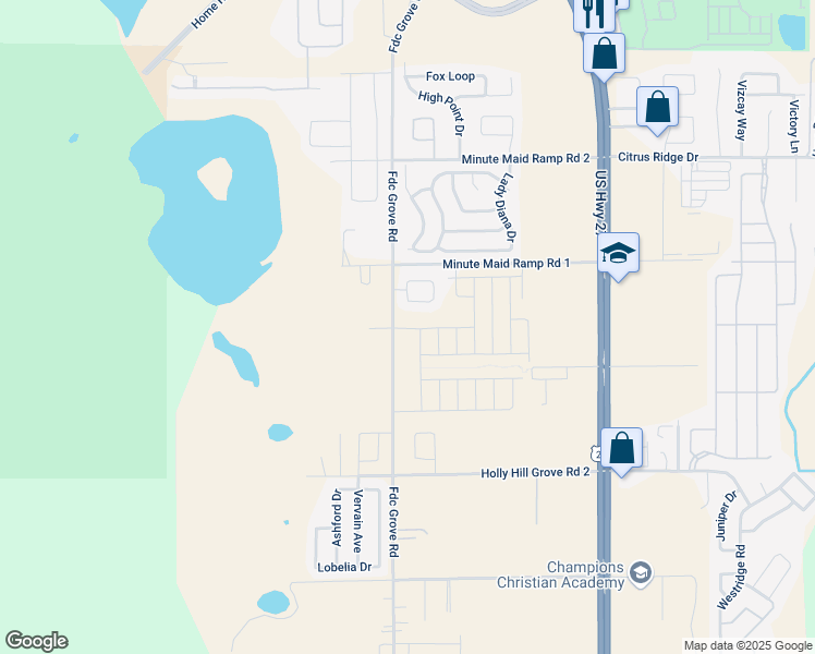 map of restaurants, bars, coffee shops, grocery stores, and more near 3501 Fdc Grove Road in Davenport
