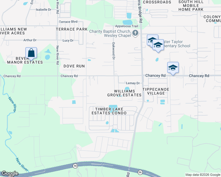 map of restaurants, bars, coffee shops, grocery stores, and more near 3349 Oakwood Drive in Zephyrhills