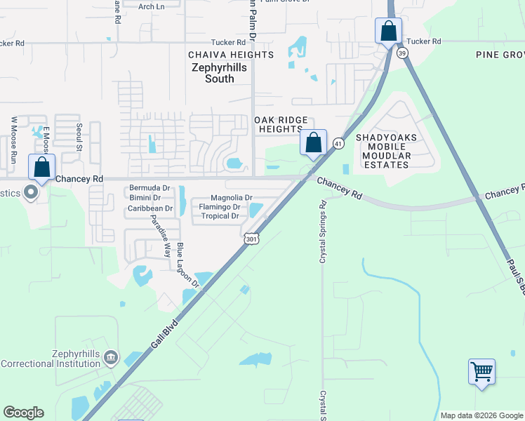 map of restaurants, bars, coffee shops, grocery stores, and more near 3331 Palmview Drive in Zephyrhills