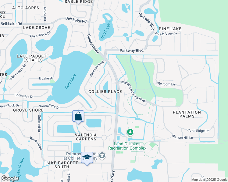 map of restaurants, bars, coffee shops, grocery stores, and more near 3350 Pendleton Way in Land O' Lakes