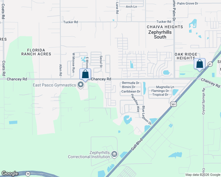 map of restaurants, bars, coffee shops, grocery stores, and more near 37448 Chancey Road in Zephyrhills
