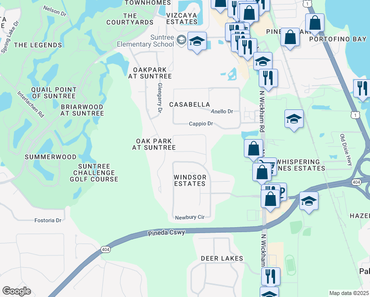 map of restaurants, bars, coffee shops, grocery stores, and more near 6146 Arlington Circle in Melbourne