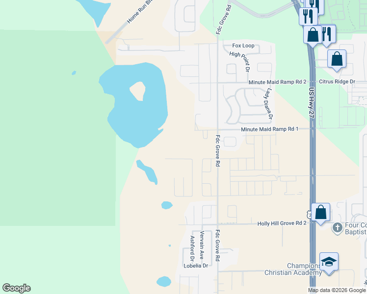 map of restaurants, bars, coffee shops, grocery stores, and more near 2817 Minute Maid Ramp Road 1 in Davenport