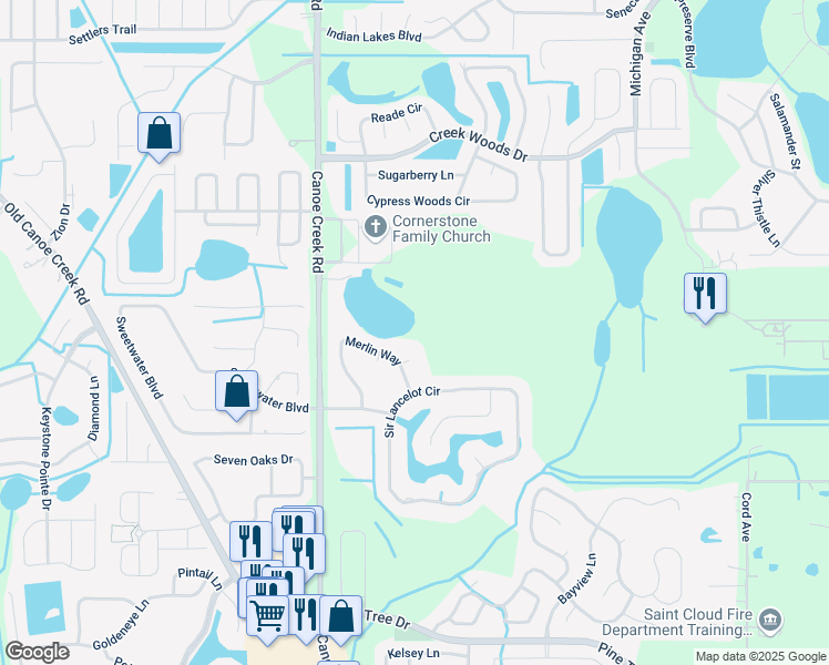 map of restaurants, bars, coffee shops, grocery stores, and more near 5658 Olde Queens Court in St. Cloud