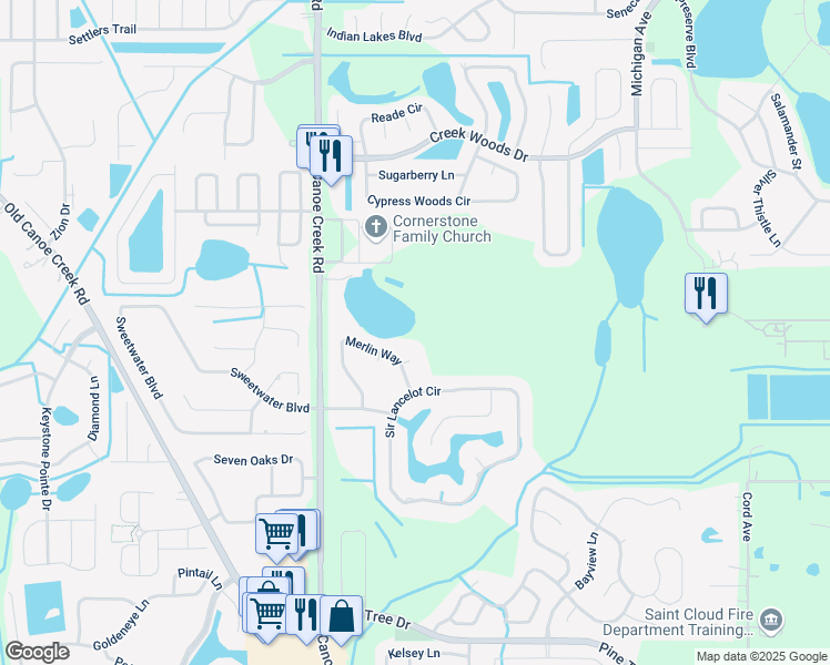 map of restaurants, bars, coffee shops, grocery stores, and more near 5658 Olde Queens Court in St. Cloud