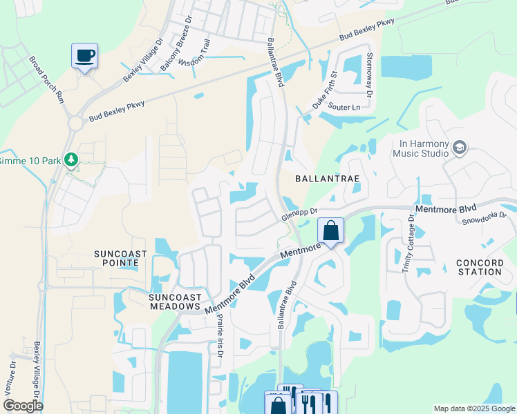 map of restaurants, bars, coffee shops, grocery stores, and more near 17530 Balmaha Drive in Land O' Lakes