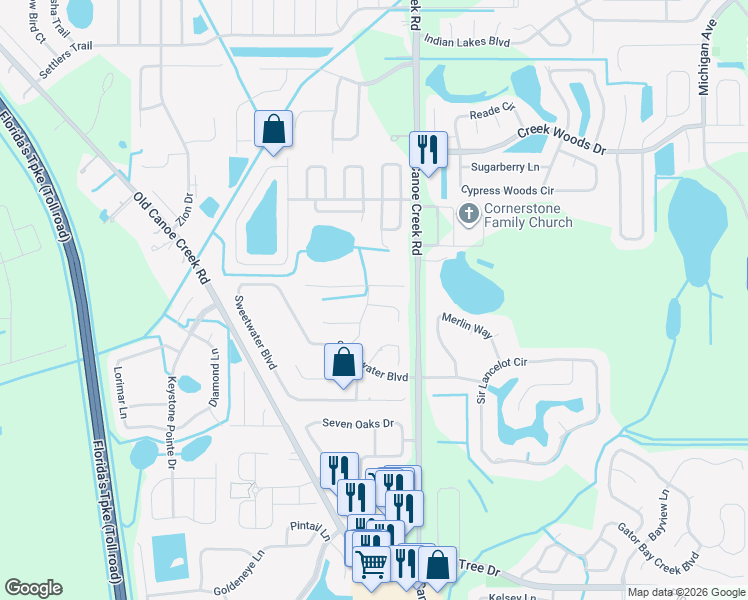 map of restaurants, bars, coffee shops, grocery stores, and more near 2218 Deata Court in Saint Cloud