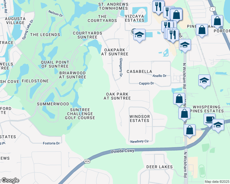 map of restaurants, bars, coffee shops, grocery stores, and more near 598 Wethersfield Place in Melbourne