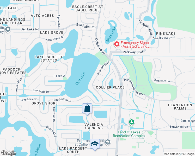 map of restaurants, bars, coffee shops, grocery stores, and more near 22853 Fern Court in Land O' Lakes