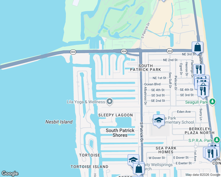map of restaurants, bars, coffee shops, grocery stores, and more near 473 Cardinal Drive in Satellite Beach