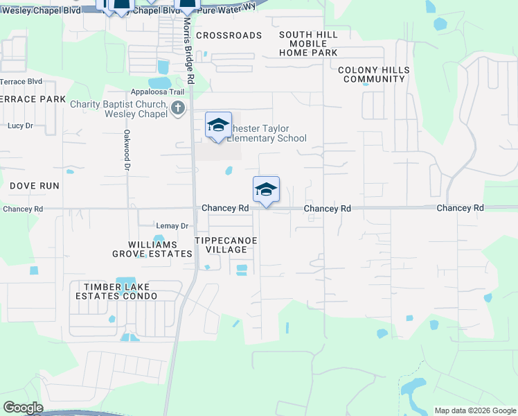 map of restaurants, bars, coffee shops, grocery stores, and more near 3130 Bohannon Road in Zephyrhills
