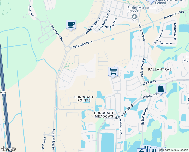 map of restaurants, bars, coffee shops, grocery stores, and more near 3442 Fyfield Court in Land O' Lakes