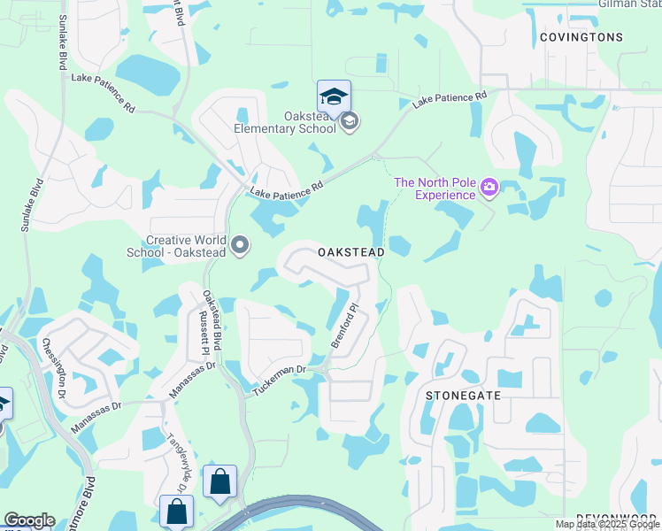 map of restaurants, bars, coffee shops, grocery stores, and more near 19743 Bergenfeld Drive in Land O' Lakes