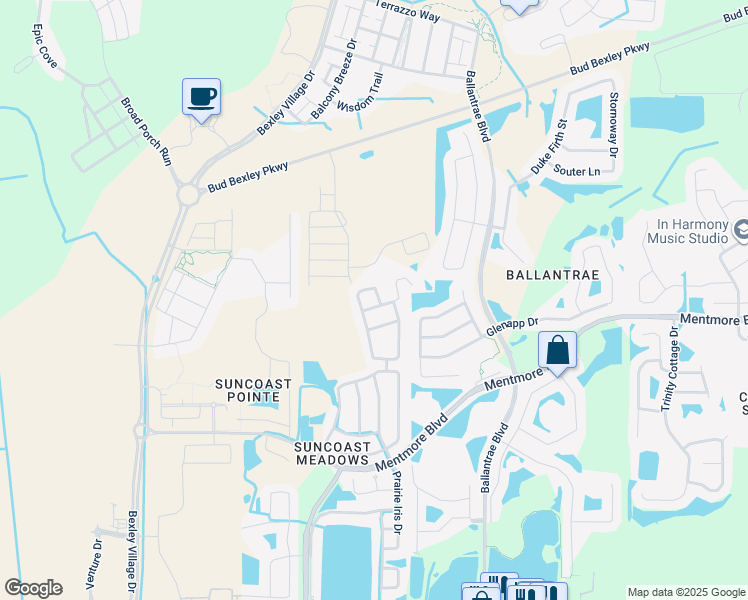 map of restaurants, bars, coffee shops, grocery stores, and more near 17343 Mint Leaf Lane in Land O' Lakes