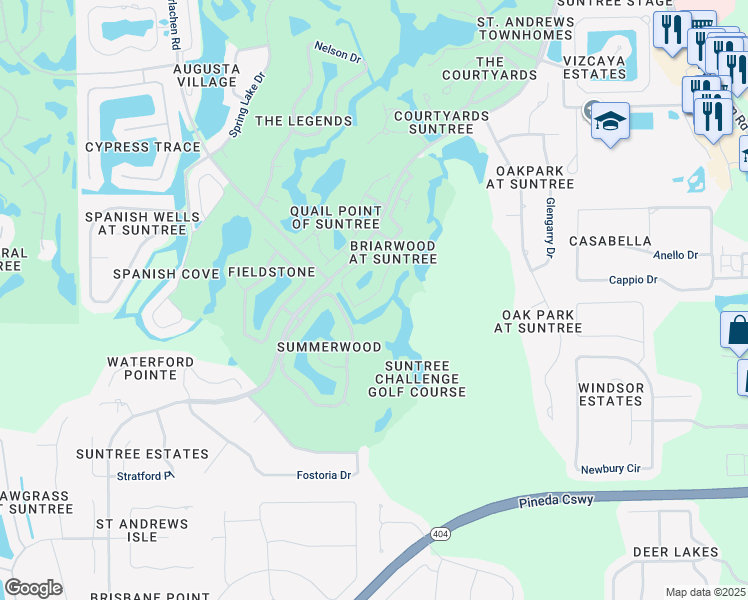 map of restaurants, bars, coffee shops, grocery stores, and more near 873 Oakwood Drive in Melbourne