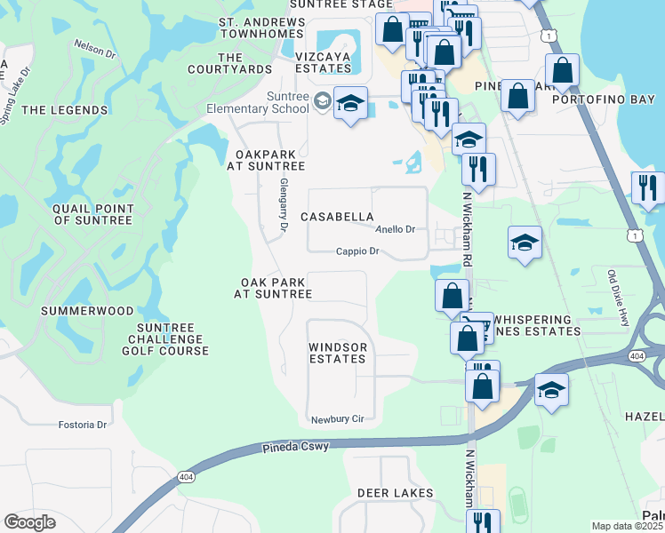 map of restaurants, bars, coffee shops, grocery stores, and more near 5977 Arlington Circle in Melbourne