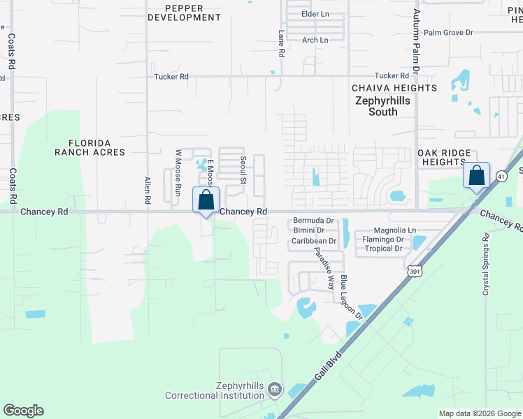map of restaurants, bars, coffee shops, grocery stores, and more near 113 Trailer Park in Zephyrhills