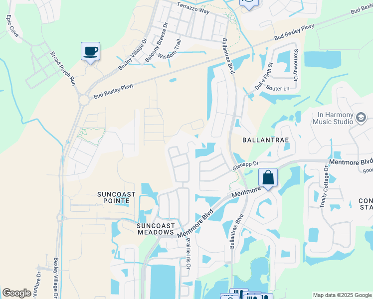 map of restaurants, bars, coffee shops, grocery stores, and more near 17411 Garden Heath Court in Land O' Lakes