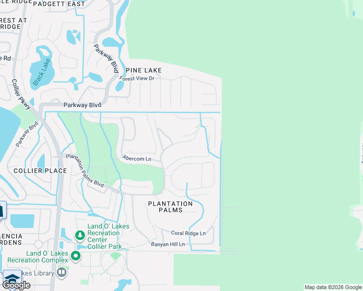 map of restaurants, bars, coffee shops, grocery stores, and more near 3600 Cresthill Lane in Land O' Lakes