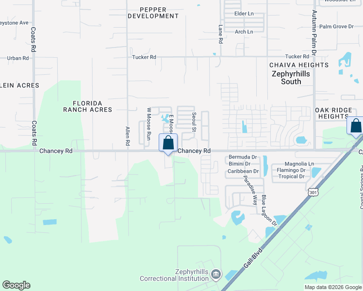 map of restaurants, bars, coffee shops, grocery stores, and more near 15 Athens Street in Zephyrhills