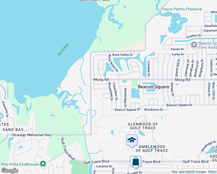 map of restaurants, bars, coffee shops, grocery stores, and more near 3115 Palamore Drive in Holiday