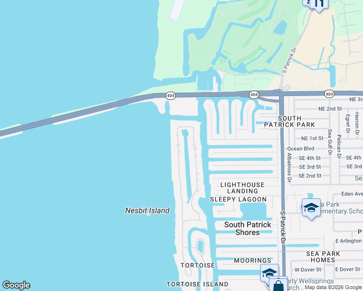 map of restaurants, bars, coffee shops, grocery stores, and more near 322 Lanternback Island Drive in Satellite Beach