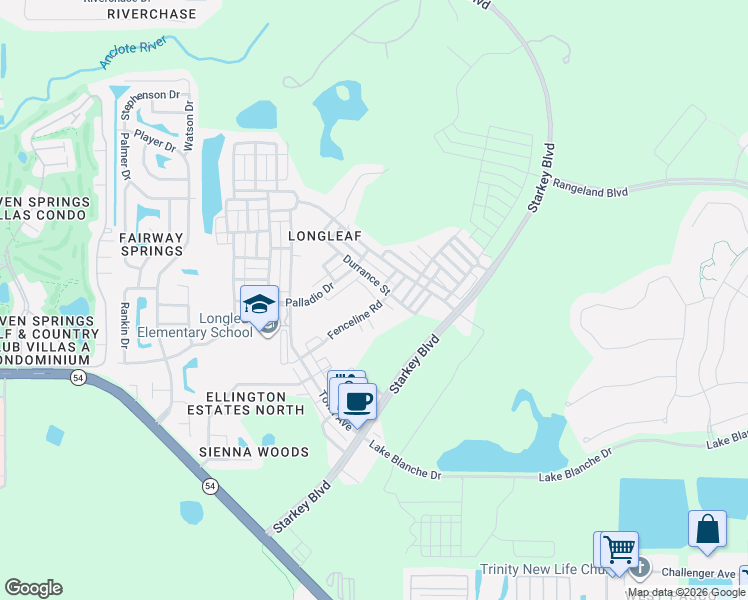 map of restaurants, bars, coffee shops, grocery stores, and more near 10421 Fenceline Road in New Port Richey