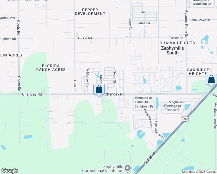 map of restaurants, bars, coffee shops, grocery stores, and more near 15 Athens Street in Zephyrhills
