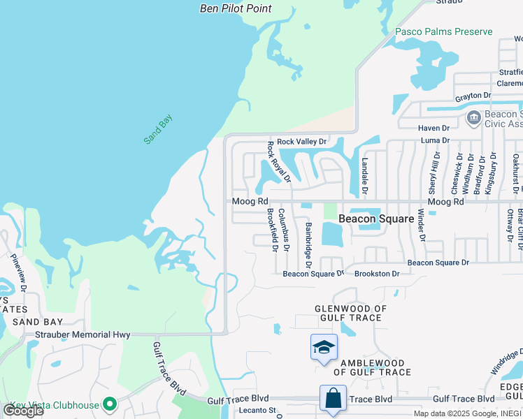 map of restaurants, bars, coffee shops, grocery stores, and more near 3115 Palamore Drive in Holiday