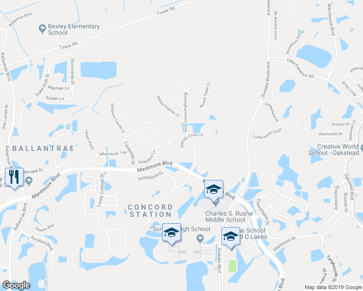 map of restaurants, bars, coffee shops, grocery stores, and more near 3561 Gerrads Cross Court in Land O' Lakes