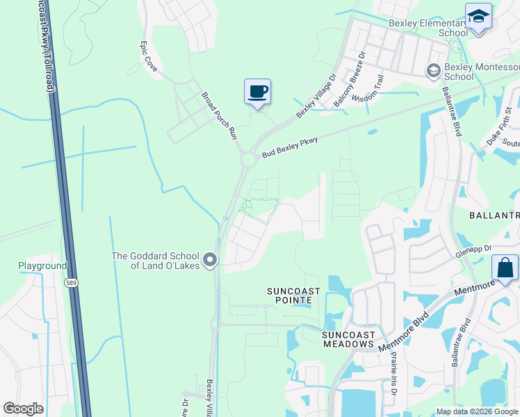 map of restaurants, bars, coffee shops, grocery stores, and more near 3700 Pine Ribbon Drive in Land O' Lakes