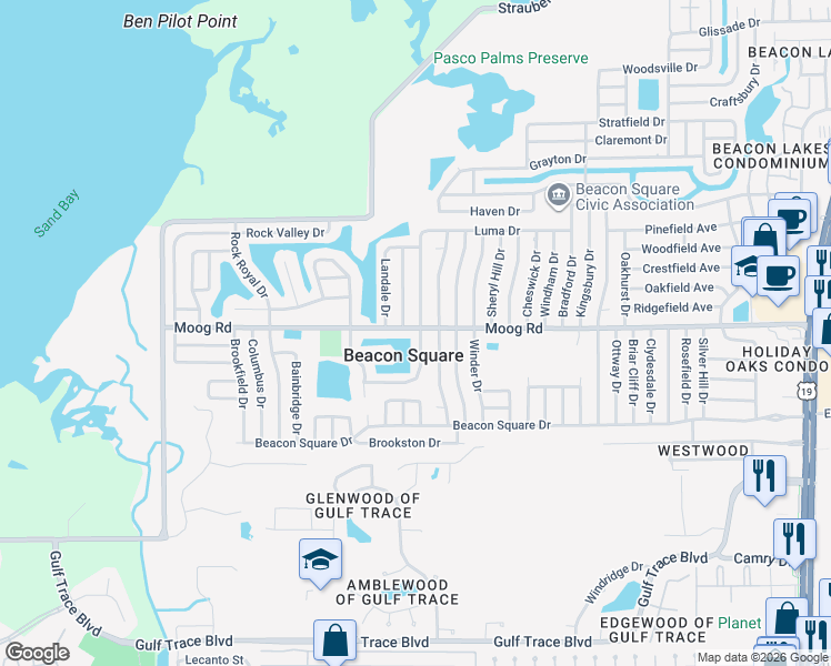 map of restaurants, bars, coffee shops, grocery stores, and more near in Beacon Square