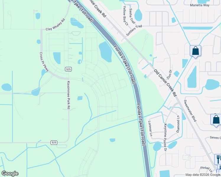 map of restaurants, bars, coffee shops, grocery stores, and more near 4961 Rain Shadow Drive in St. Cloud
