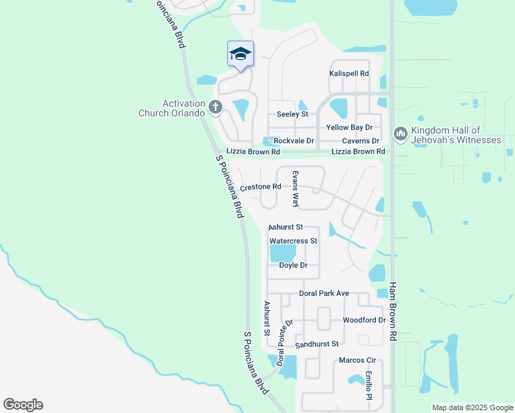 map of restaurants, bars, coffee shops, grocery stores, and more near 2918 Elbert Way in Kissimmee