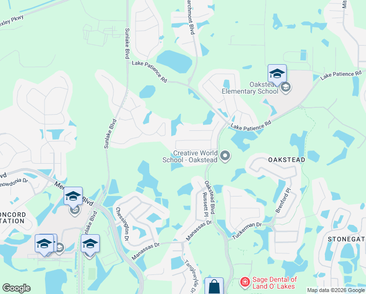 map of restaurants, bars, coffee shops, grocery stores, and more near 19309 Weymouth Drive in Land O' Lakes