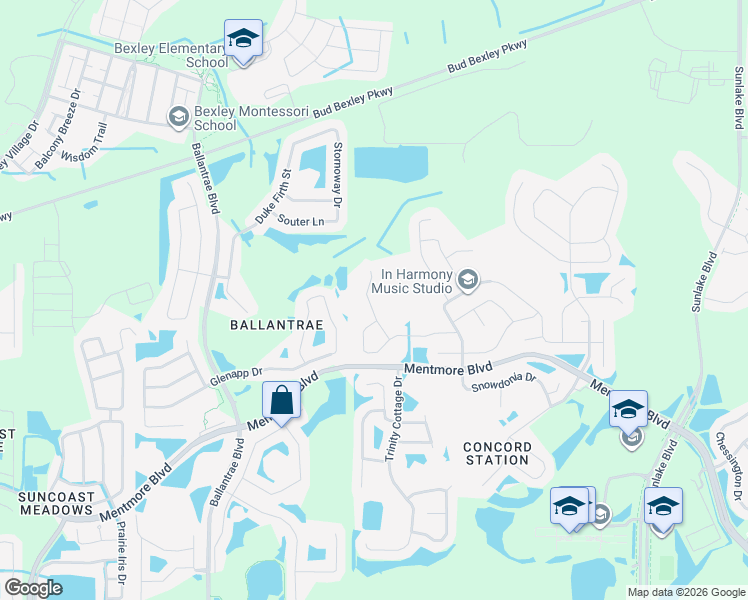 map of restaurants, bars, coffee shops, grocery stores, and more near 3620 Lefays Point in Land O' Lakes