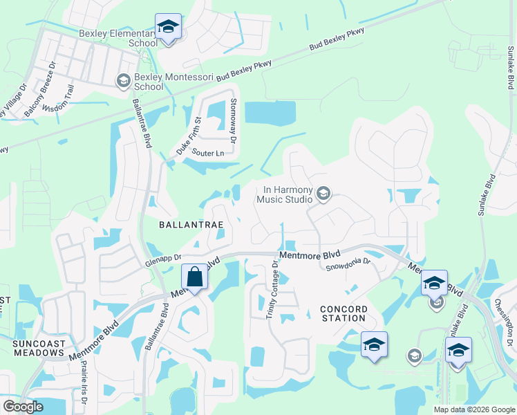 map of restaurants, bars, coffee shops, grocery stores, and more near 3620 Lefays Point in Land O' Lakes