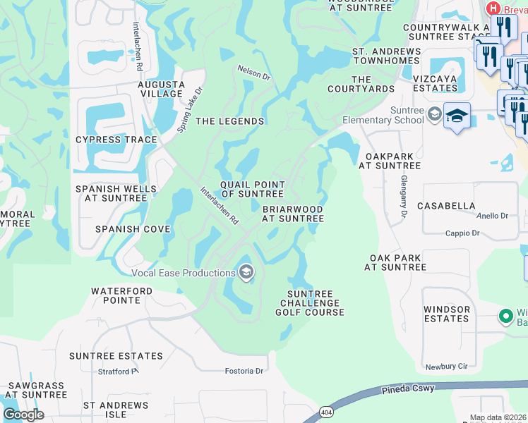 map of restaurants, bars, coffee shops, grocery stores, and more near 858 Ridge Lake Drive in Melbourne