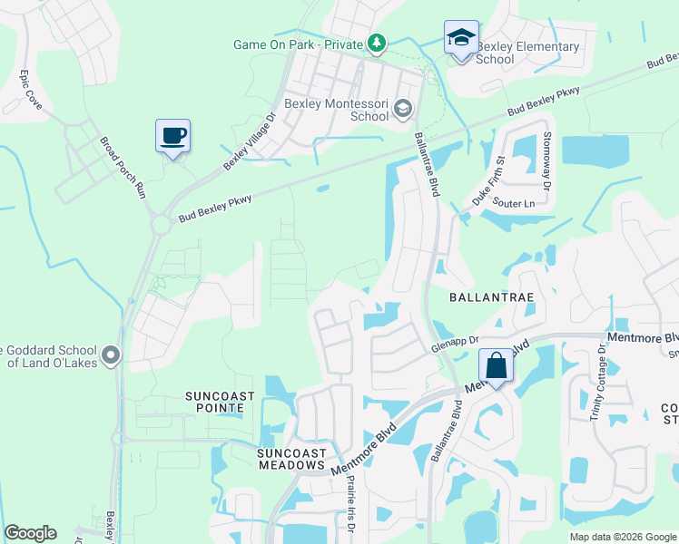 map of restaurants, bars, coffee shops, grocery stores, and more near Spanish Oak Loop in Pasco County