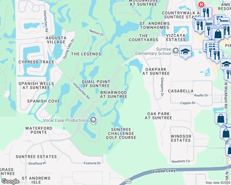 map of restaurants, bars, coffee shops, grocery stores, and more near 704 Briarwood Way in Melbourne
