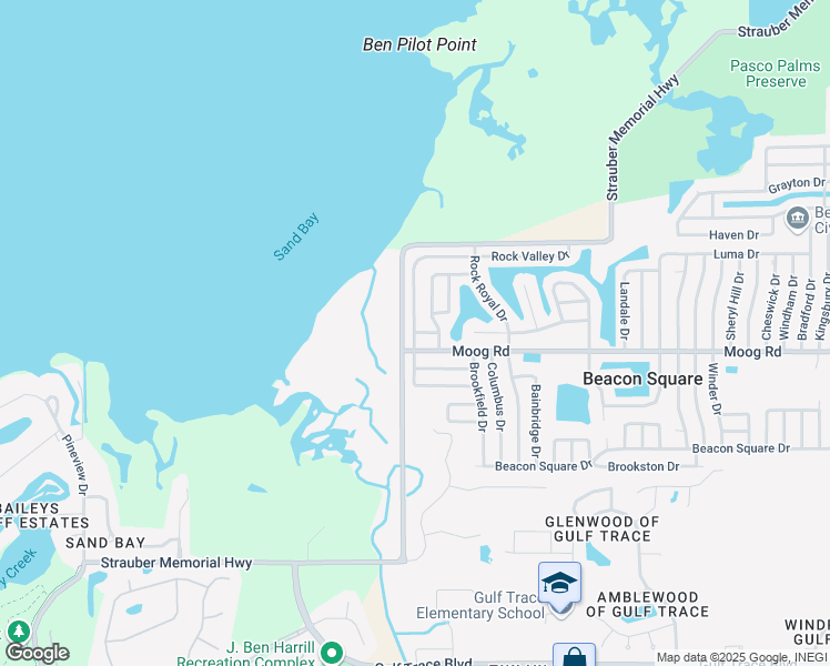 map of restaurants, bars, coffee shops, grocery stores, and more near 3526 Richboro Drive in Holiday