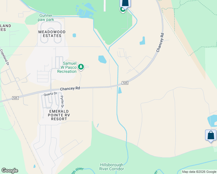 map of restaurants, bars, coffee shops, grocery stores, and more near 40141 Chancey Road in Zephyrhills