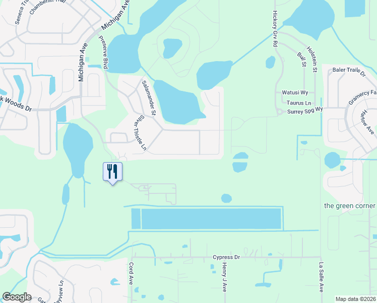 map of restaurants, bars, coffee shops, grocery stores, and more near 5341 Silver Thistle Lane in Saint Cloud