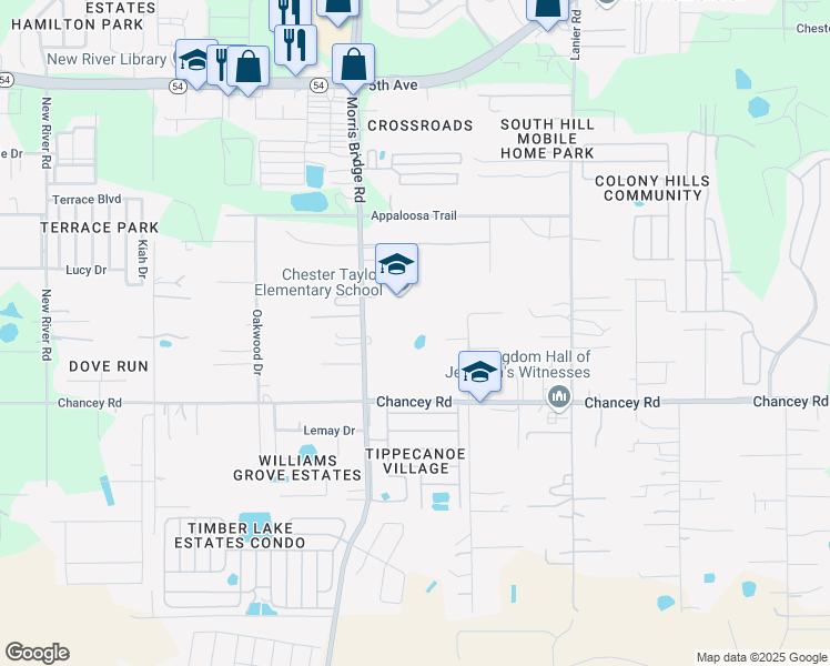 map of restaurants, bars, coffee shops, grocery stores, and more near 3638 Morris Bridge Road in Zephyrhills